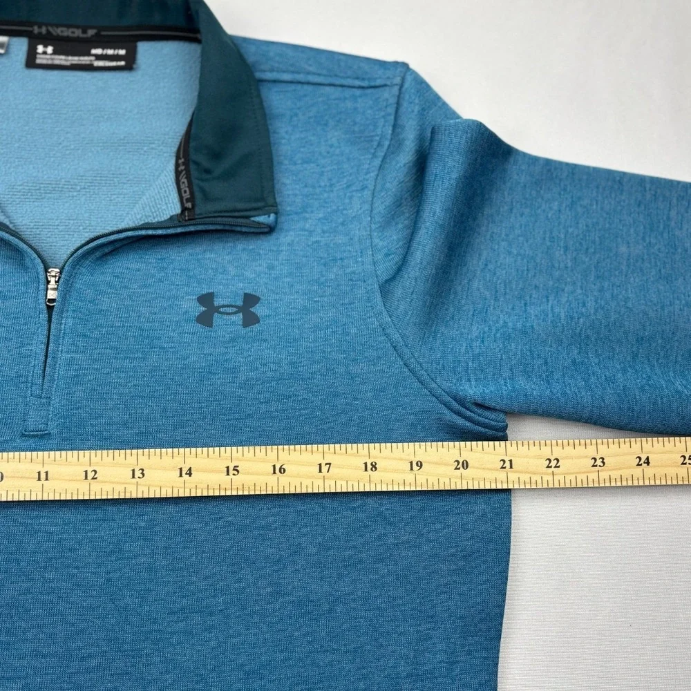 Under Armour Golf Quarter Zip Pullover Mens Medium Heather Teal Blue ColdGear M